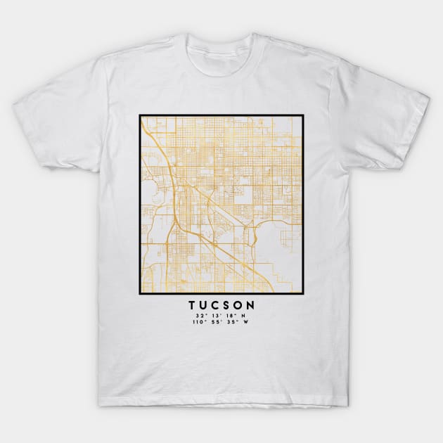 TUCSON ARIZONA CITY STREET MAP ART T-Shirt by deificusArt